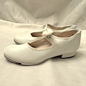 Capezio Girls Tap Dance Shoes Youth Tele Tone Size 13.5 White Elastic Bow